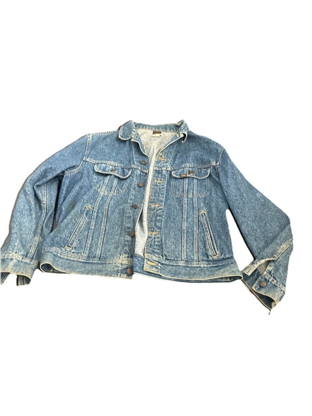Vintage Lee Riders Denim Jacket Men Large Blue 153438 Trucker Light Wash 46 Reg